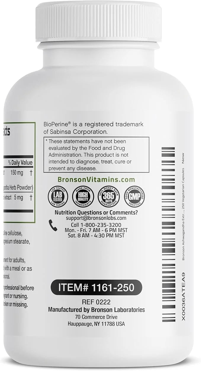 Bronson Ashwagandha Extra Strength Stress & 250 Vegetarian