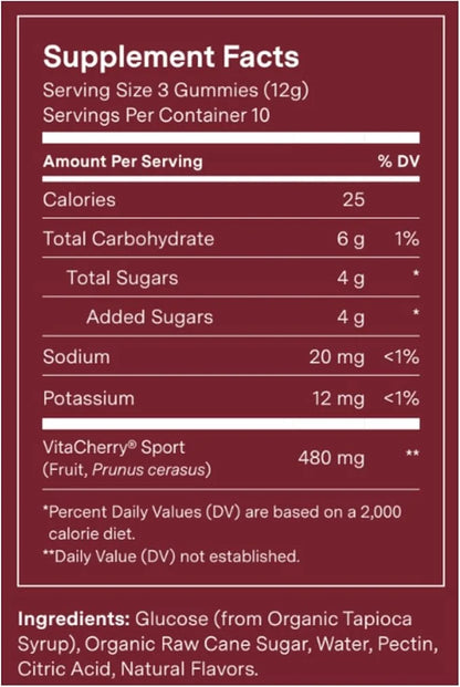Recovery Gummies - Tart Cherry Gummies for Muscle Recovery - Hibiscus Cherry Flavor with Antioxidants & Electrolytes Comba...