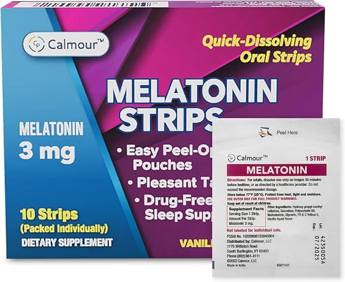 10 Oral Sleep Strips | Quick-Dissolving 3mg Melatonin Strips | Works Faster Than Gummies | Relaxation Sleep Supplements fo...