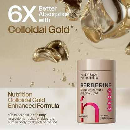 Berberine Supplement 1450mg, Ultra High Potency Berberine Complex with Citrus Bergamot, Colloidal Gold & Berberine Hcl, Di...