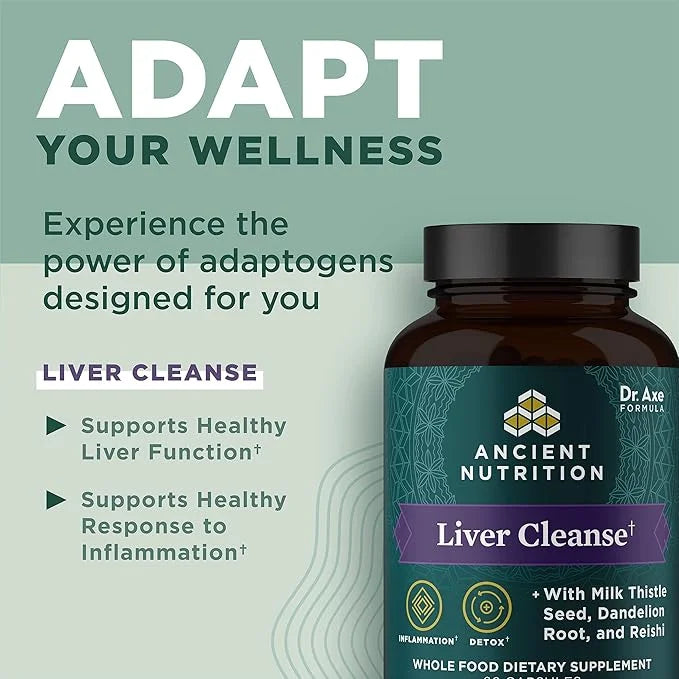 Liver Detox Supplement by Ancient Nutrition, 1300mg, Gluten 60 Count