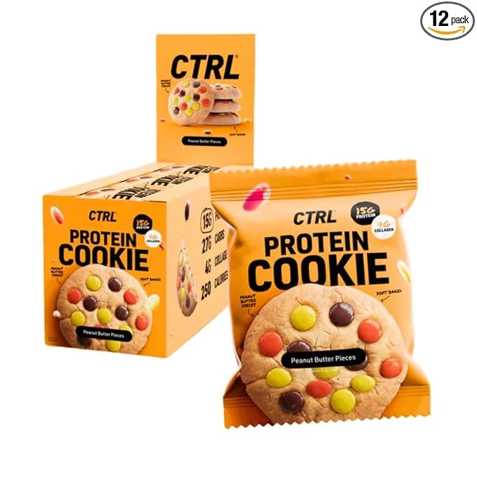 CTRL Peanut Butter Piece Protein Cookies - Soft Baked Cookies with Rich and Creamy Peanut Butter Pieces - Nutrition Packed...