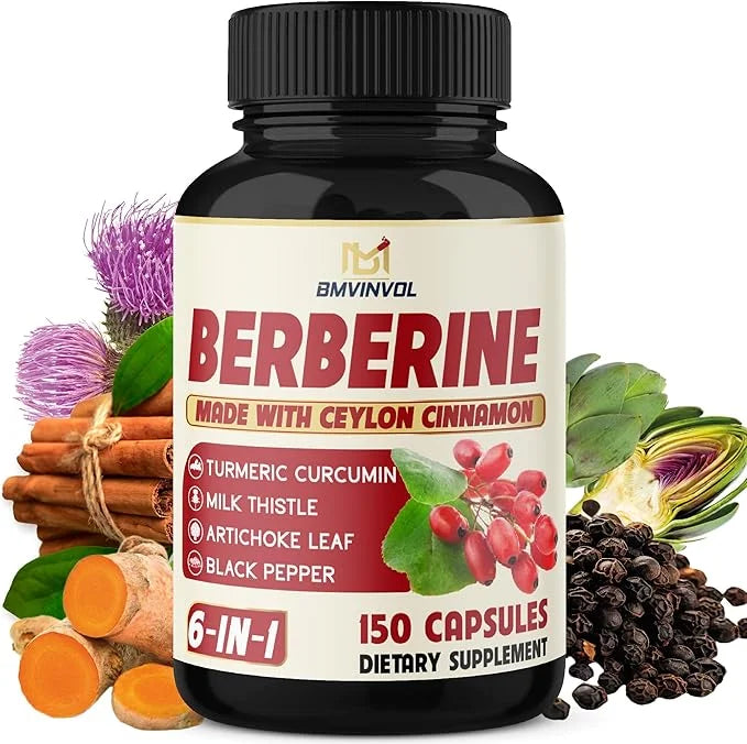 Berberine with Ceylon Cinnamon, Turmeric, Milk Thistle, Artichoke, Black Pepper - 150 Count - Pack of 1 - Product Image