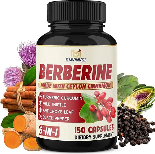 Berberine with Ceylon Cinnamon, Turmeric, Milk Thistle, Artichoke, Black Pepper - 150 Count - Pack of 1 - Product Image