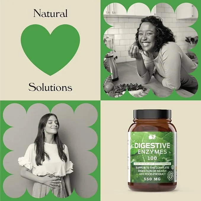Digestive Enzymes Supplements, Natural Plant Based Superfood 100 Capsules 600mg Probiotics