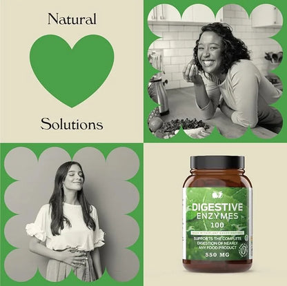 Digestive Enzymes Supplements, Natural Plant Based Superfood 100 Capsules 600mg Probiotics