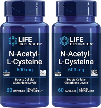 Life Extension N-Acetyl-L-Cysteine (NAC), Immune, Respiratory, 600 mg, 60 Capsules