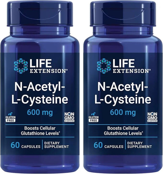 Life Extension N-Acetyl-L-Cysteine (NAC), Immune, Respiratory, 600 mg, 60 Capsules