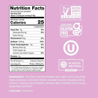 Cure Hydration | Plant-Based Electrolyte Drink Mix | No Added Sugar | FSA & HSA | Dehydration Relief Powder Made with Coco...