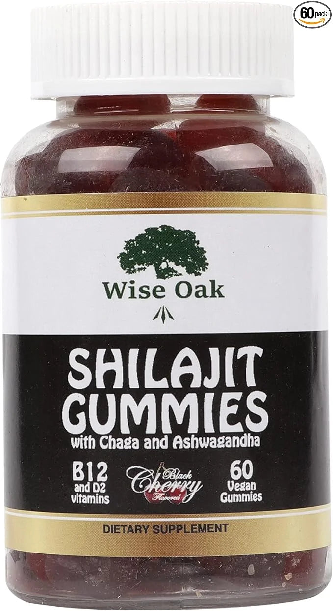 Shilajit Gummies 500mg with Chaga Ashwagandha B12 and D2 Vitamins