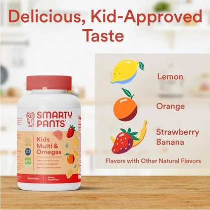 SmartyPants Kids Multivitamin Gummies: Omega 3 D3, C, B12, B6, B6, Vitamin 120 Count (30 Day