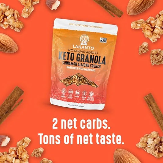 Lakanto Cinnamon Almond Crunch Granola - Monk Fruit Sweetener, Delicious Snack, Quick Breakfast Cereal, Keto Friendly, No ...