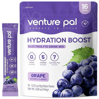 Venture Pal Sugar Free Electrolyte Powder Packets - Liquid Daily IV Drink Mix for Rapid Hydration & Party Recovery | 5 Vit...