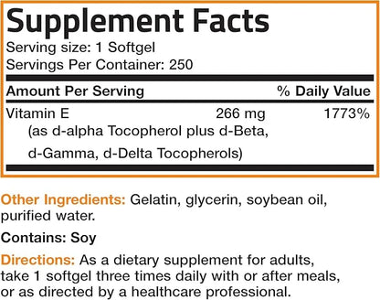 Bronson Natural Vitamin E Complex 400 250 Softgels