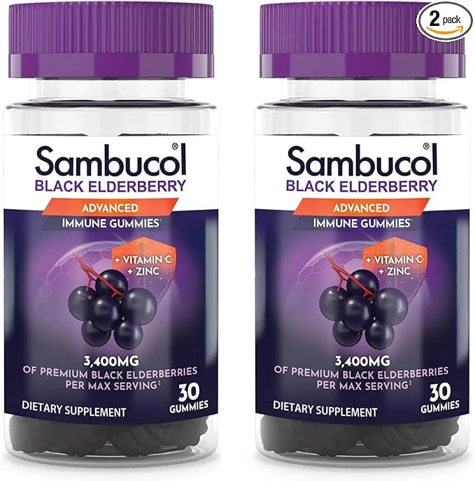 Sambucol Black Elderberry Gummies with Vitamin 30 Count, 2 Pack