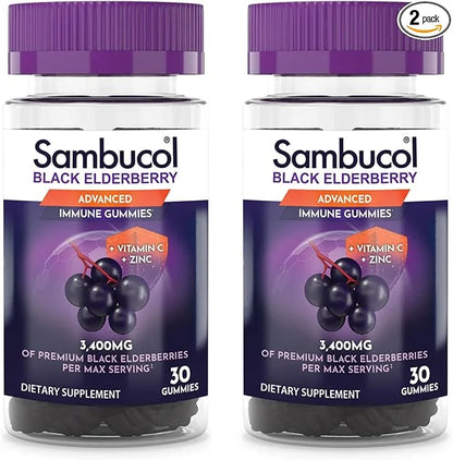 Sambucol Black Elderberry Gummies with Vitamin 30 Count, 2 Pack