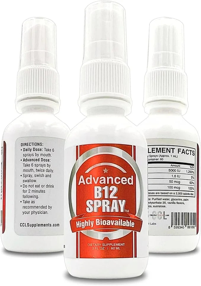Vitamin B12 Energy Spray, Methylcobalamin with Folic Acid Sublingual Liquid Complex for Focus, & Metabolism, Nano Technolo...