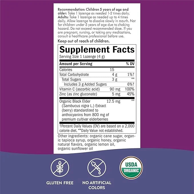 Nature's Way Sambucus Zinc Lozenges 24 Lozenges