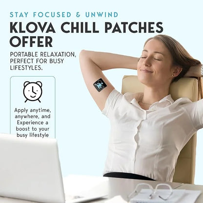 Klova Chill Patches with Clinically Proven Sensoril Ashwagandha, Rhodiola Rosea, Passion Flower, Ginger Root Extract, L-Th...
