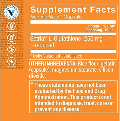 The Vitamin Shoppe Reduced Glutathione Antioxidant 250 MG (100 Capsules)