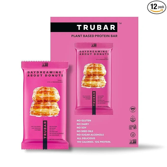 TRUBAR Vegan Protein Bar, Daydreaming About Donuts, Gluten Free, Plant Based Protein, Dairy Free, Non GMO, Soy Free, No Su...