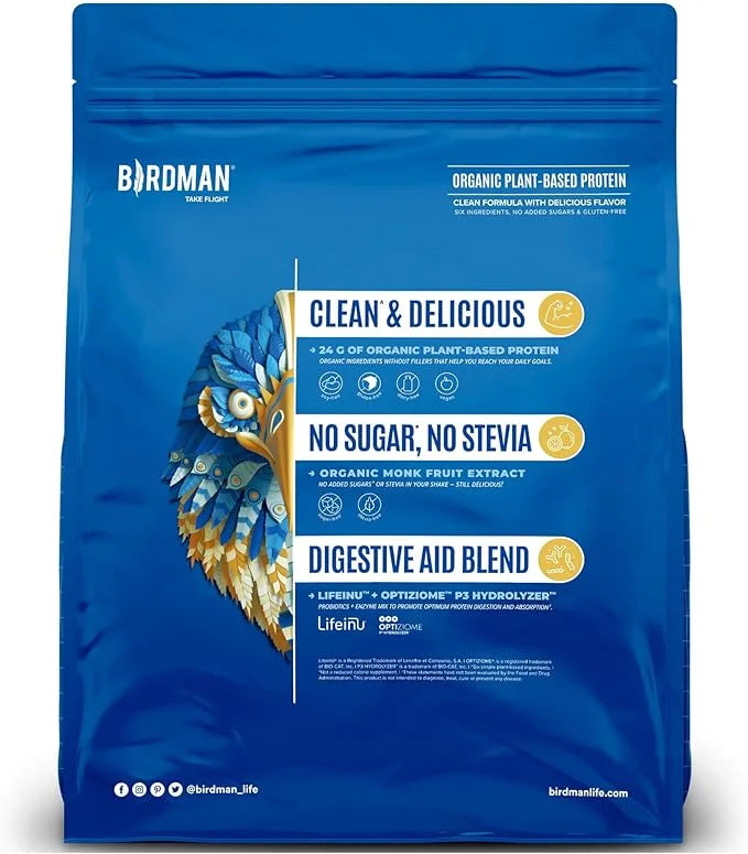 BIRDMAN Falcon Vegan Protein Powder Organic, Stevia & Sugar Free, Plant Based Protein, Low Carb, Dairy Free, Keto, Non Whe...