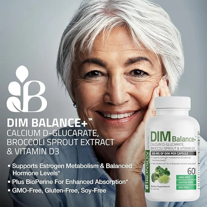 Bronson DIM Balance+ Calcium D-Glucarate, Broccoli Sprouts and Vitamin D3 200 MG of DIM per Capsule Supports Estrogen Meta...