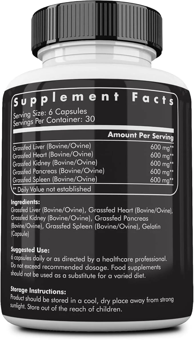 Ancestral Supplements Grass Fed Beef Organ 180 Capsules