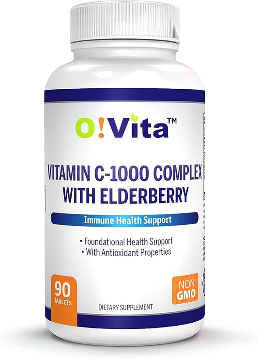 Vitamin C-1000 Complex with Elderberry (Sambucus 3-Month Supply, (90 Vegan