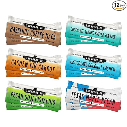 Thunderbird Bars Energy Snack, Gluten-Free with Protein, Healthy Real Food, Vegan Paleo Non-GMO, No Added Sugar, Variety F...