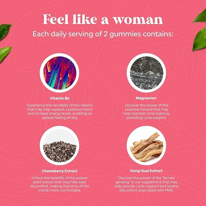 Hormone Balance for Women of All Ages - PMS Gummies and Cycle Support Supplements for Women with Vitamin B6 and Dong Quai ...