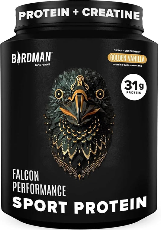 BIRDMAN Falcon Performance Vegan Protein Powder, 31g Protein, 5g Creatine, 5g BCAA, Probiotics, Electrolytes, Pre Workout,...
