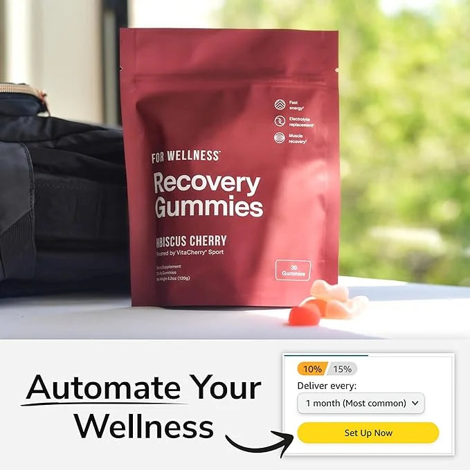 Recovery Gummies - Tart Cherry Gummies for Muscle Recovery - Hibiscus Cherry Flavor with Antioxidants & Electrolytes Comba...