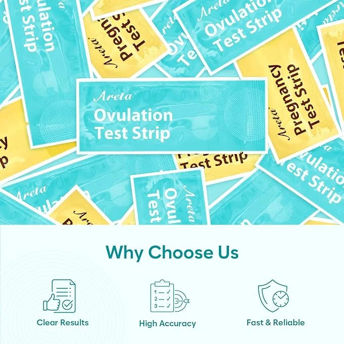 Areta Ovulation & Pregnancy Test Strips: 100 Ovulation 30 Pregnancy 100 LH 30 HCG