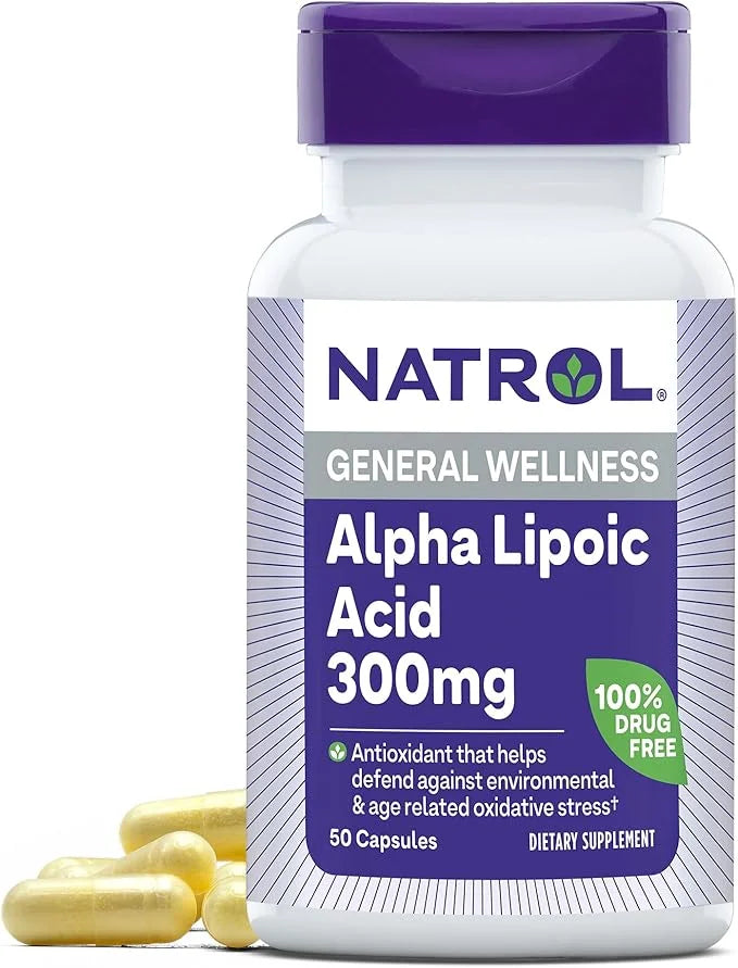 Natrol Alpha Lipoic Acid Capsules, Antioxidant 300mg, 50 50 Count