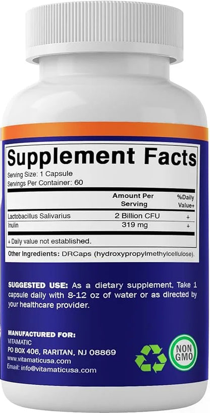 Vitamatic Lactobacillus Salivarius 2 Billion per 60 Count (3 Bottles)