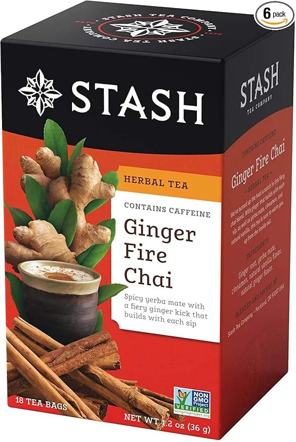 Stash Tea Ginger Fire Chai Herbal Tea - Caffeinated, Non-GMO Project Verified Premium Tea with No Artificial Ingredients, ...