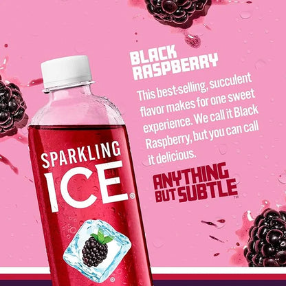 Sparkling Ice, Black Raspberry Sparkling Water, Zero Sugar Flavored Water, with Vitamins and Antioxidants, Low Calorie Bev...