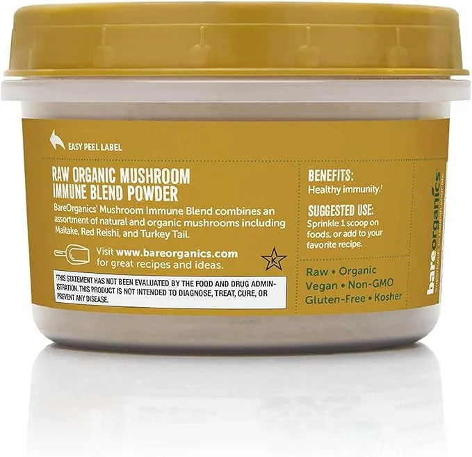 BareOrganics, Mushroom Immune Blend Powder, Organic 4 Ounces