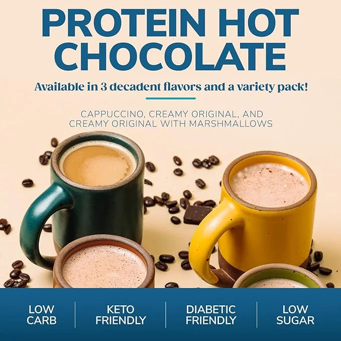 Wonderslim Protein Hot Chocolate, Hot Cocoa, Low Sugar, Low Carb, Keto Friendly & Gluten Free (7ct) - Product Image