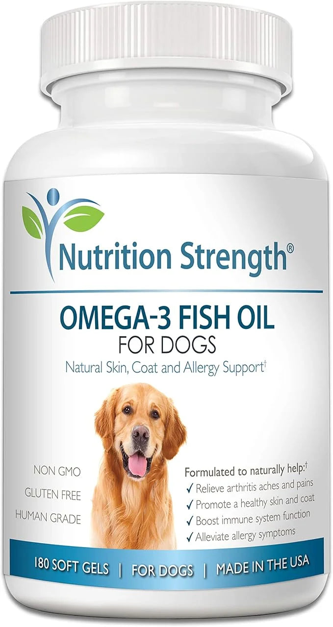 Omega 3 Fish Oil Soft Gels for Dogs with EPA & DHA Fatty Acids for Heart, Skin, Coat & Allergy Support, Hip & Joint & Arth...