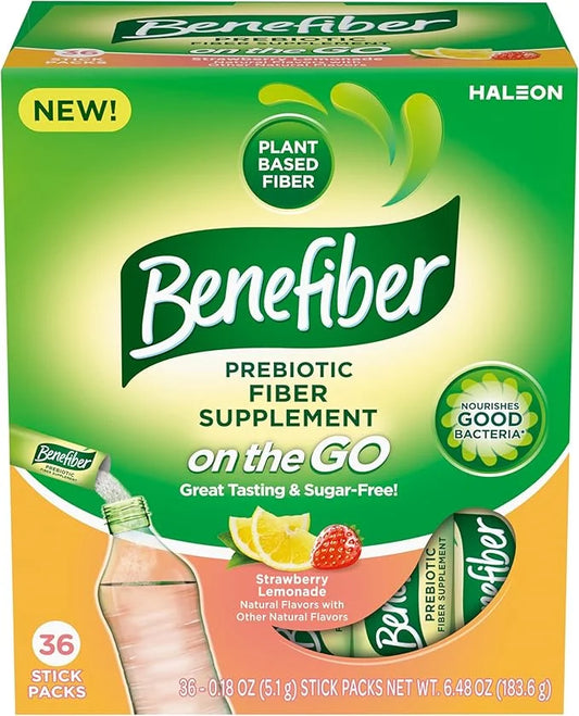 Benefiber Fiber Supplement, Strawberry Lemonade, On 36 Count