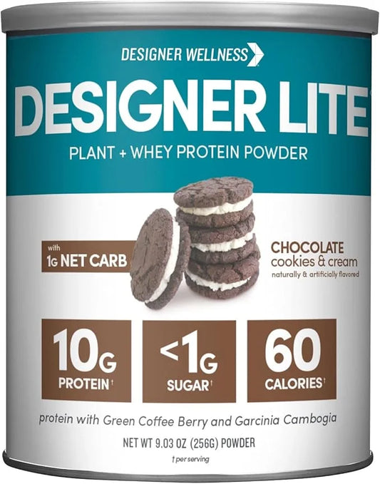 Designer Wellness, Designer Lite, Low Calorie Natural Protein, Prebiotic Fiber, Key Vitamins & Minerals,Chocolate Cookies ...