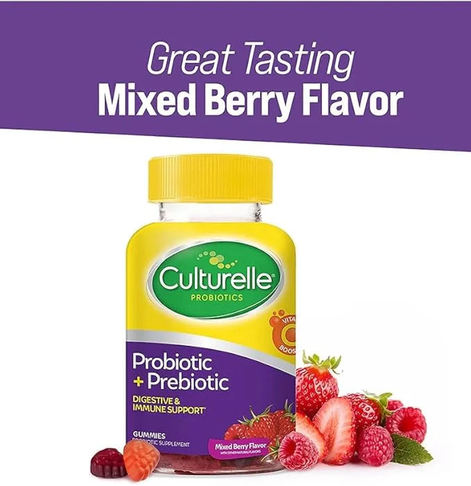 Culturelle Daily Probiotic Gummies for Women & Men, Berry Flavor, 52 Count, Naturally-Sourced Daily Probiotic + Prebiotic ...