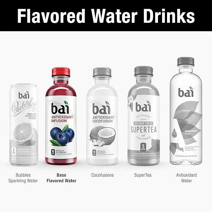 Bai Flavored Water, Brasilia Blueberry, Antioxidant Infused Drinks, 18 Fluid Ounce Bottle (Pack of 12) - Product Image