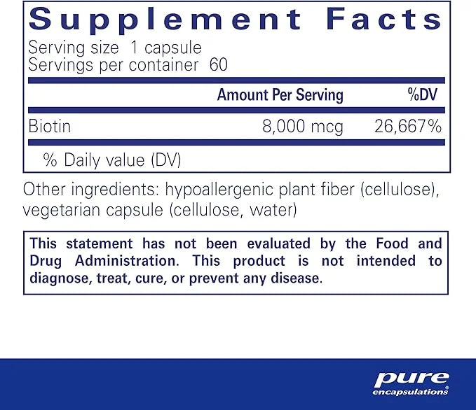 Pure Encapsulations Biotin 8 mg 60 Capsules