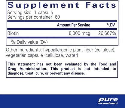 Pure Encapsulations Biotin 8 mg 60 Capsules