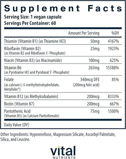 Vital Nutrients Vitamin B6 + B Complex B6 for 60 Capsules