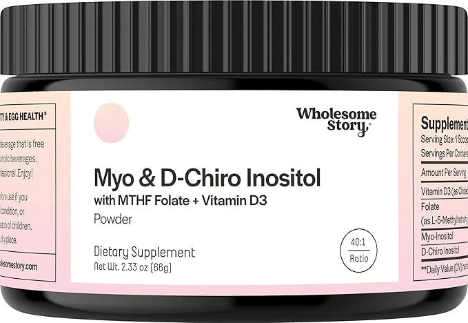Inositol Supplement Powder with MTHF Folate + Vitamin D3 | Myo-Inositol & D-Chiro Inositol | Hormonal Balance & Healthy Ov...