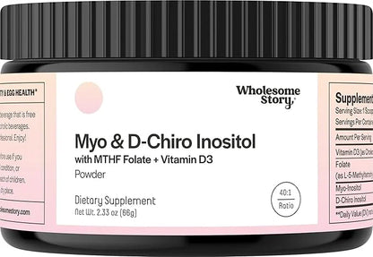 Inositol Supplement Powder with MTHF Folate + Vitamin D3 | Myo-Inositol & D-Chiro Inositol | Hormonal Balance & Healthy Ov...